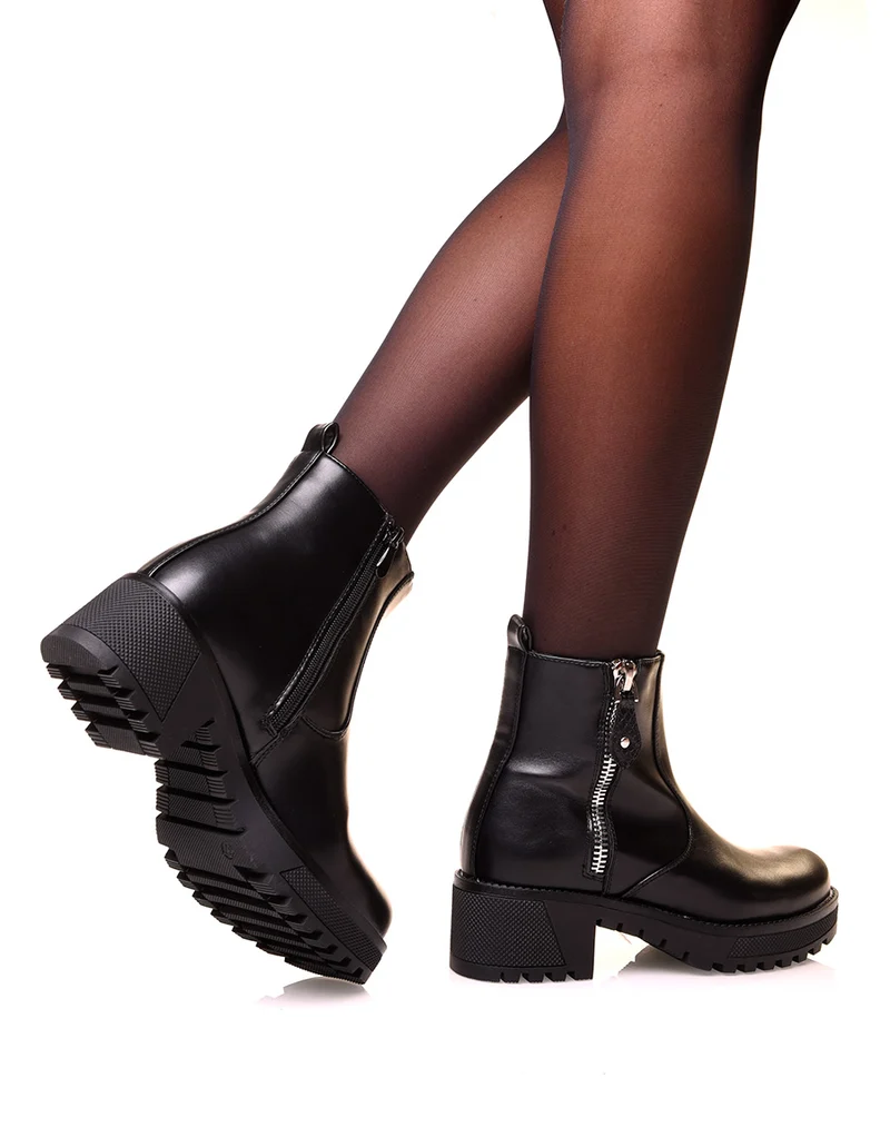 Bottines noires à semelle crantées