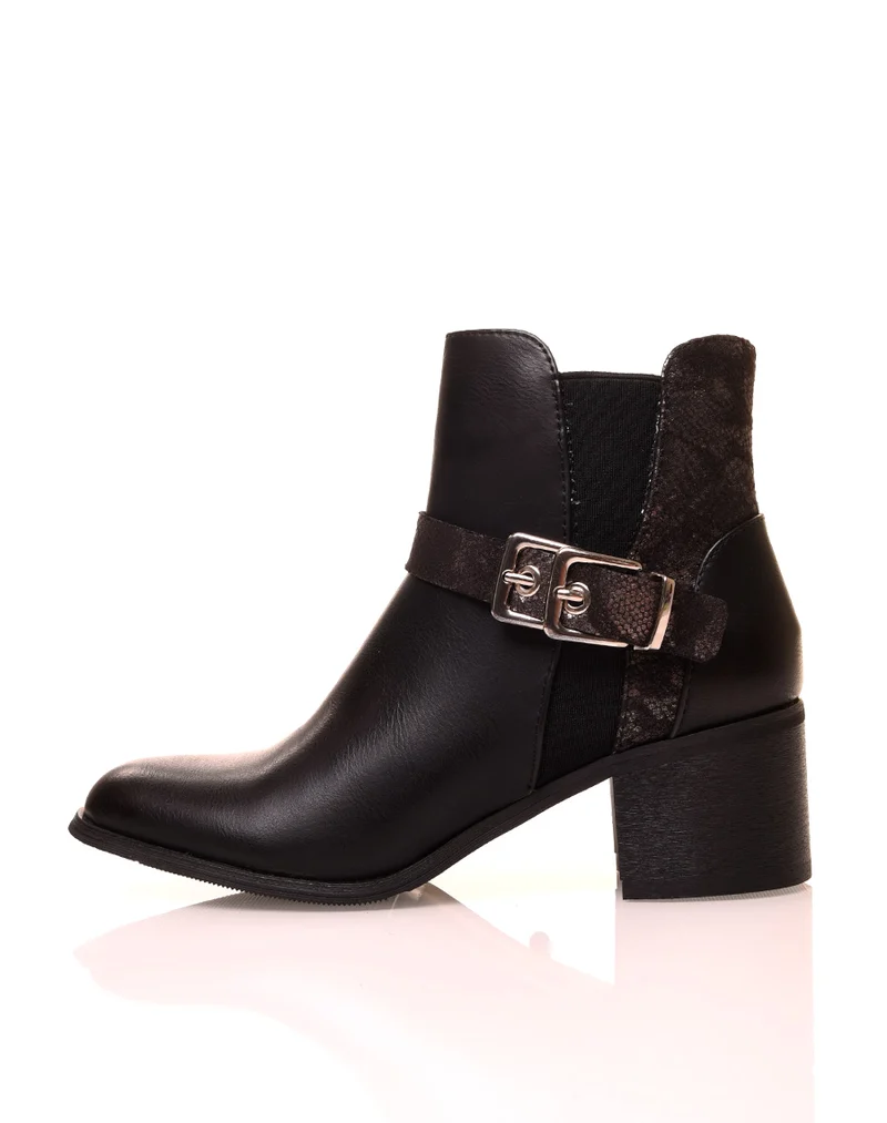 Bottines noires à talon moyen