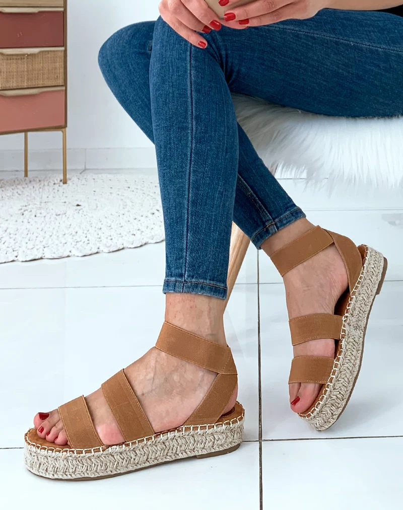Espadrilles compensées camel