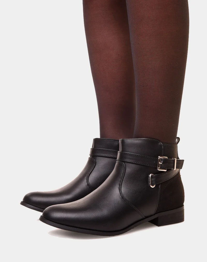 Bottines noires basses bi-matières