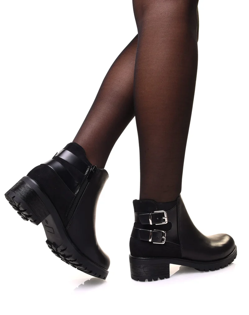 Bottines noires à semelle crantée