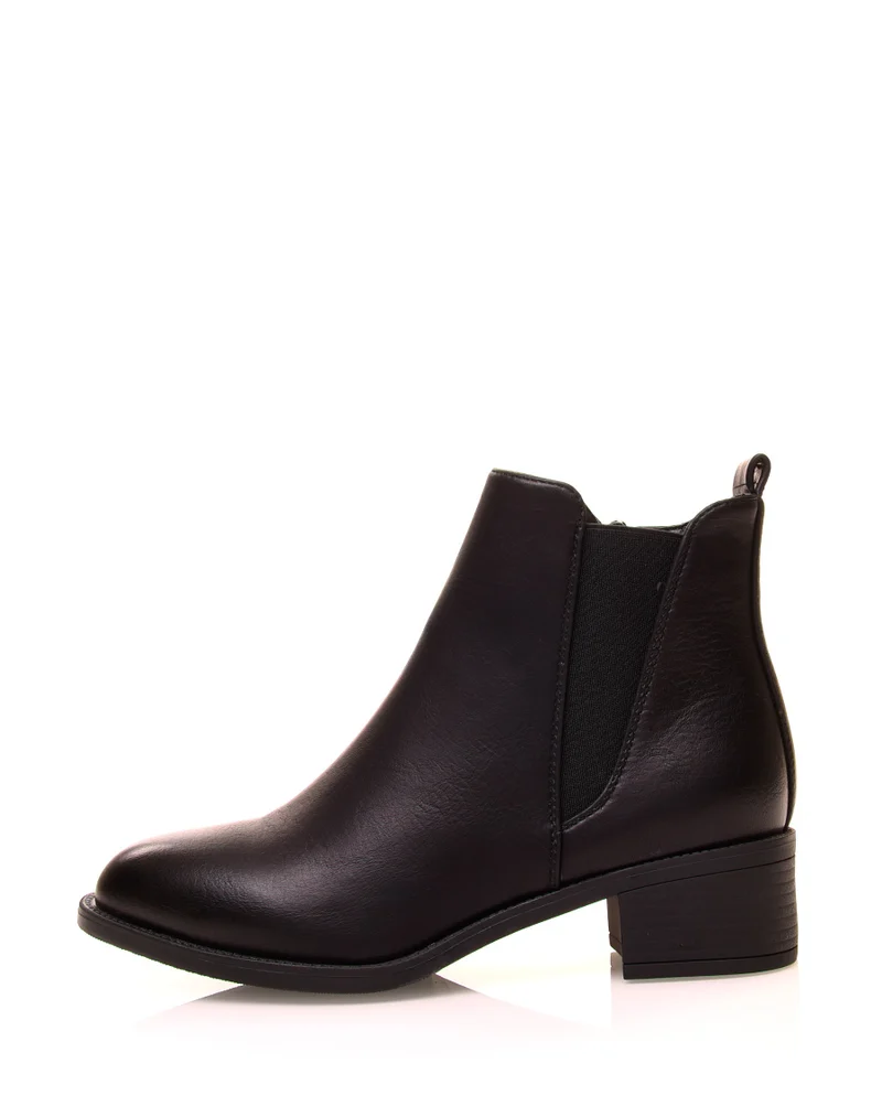 Bottines noires bi-matières à semelles crantées