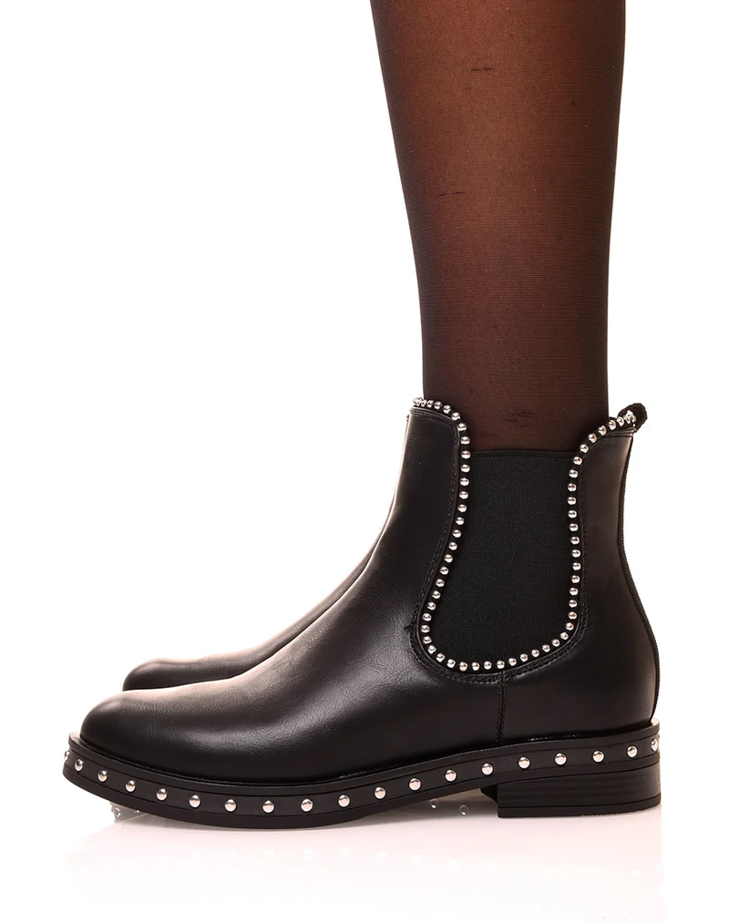 Chelsea boots noire à détails perles