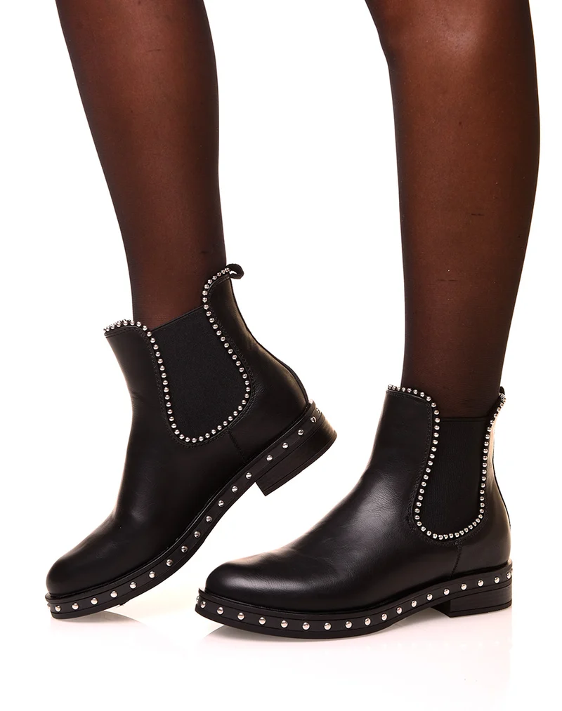 Chelsea boots noire à détails perles