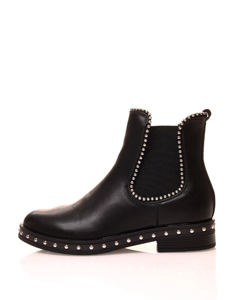 Chelsea boots noire à détails perles