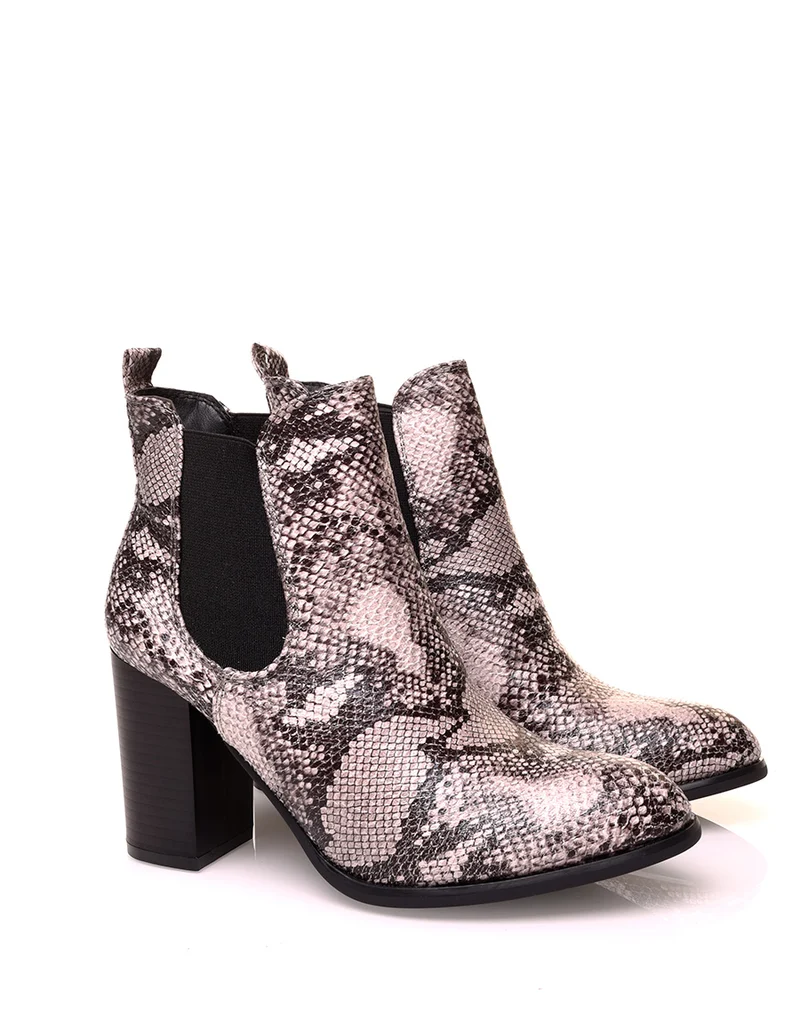 Chelsea Boots effet python à talon