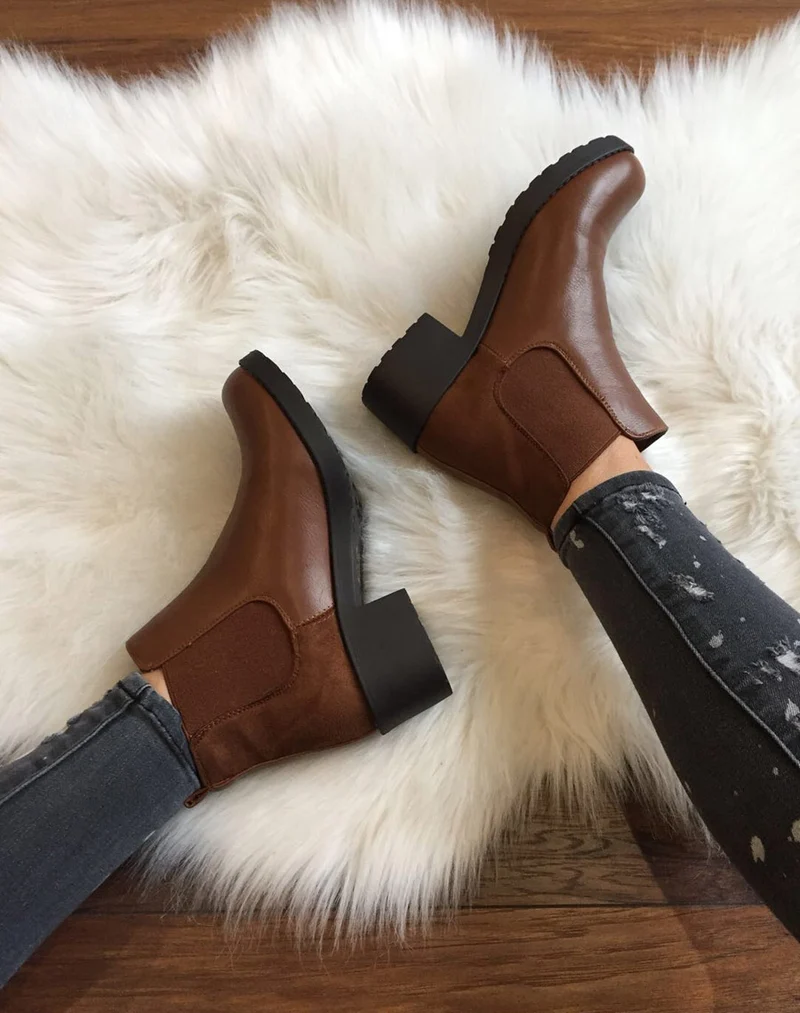 Chelsea boots camel semelles épaisses