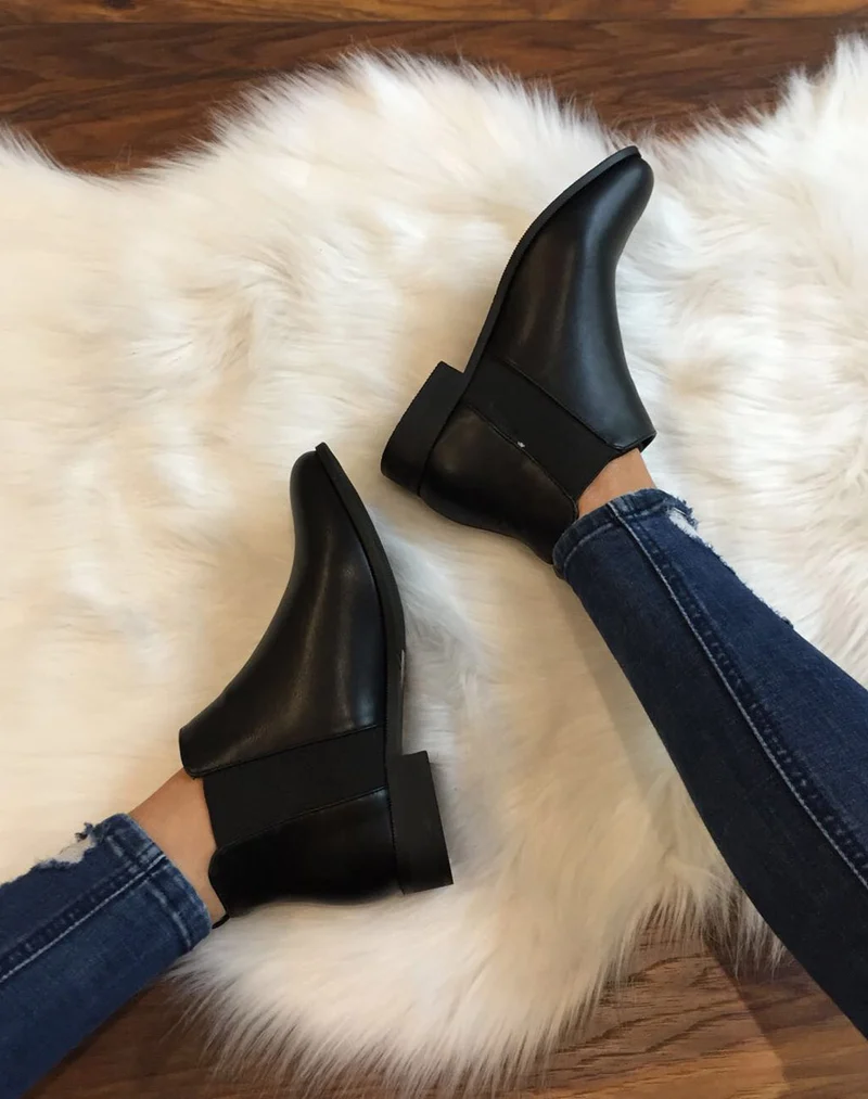 Bottines Chelsea noirs plats