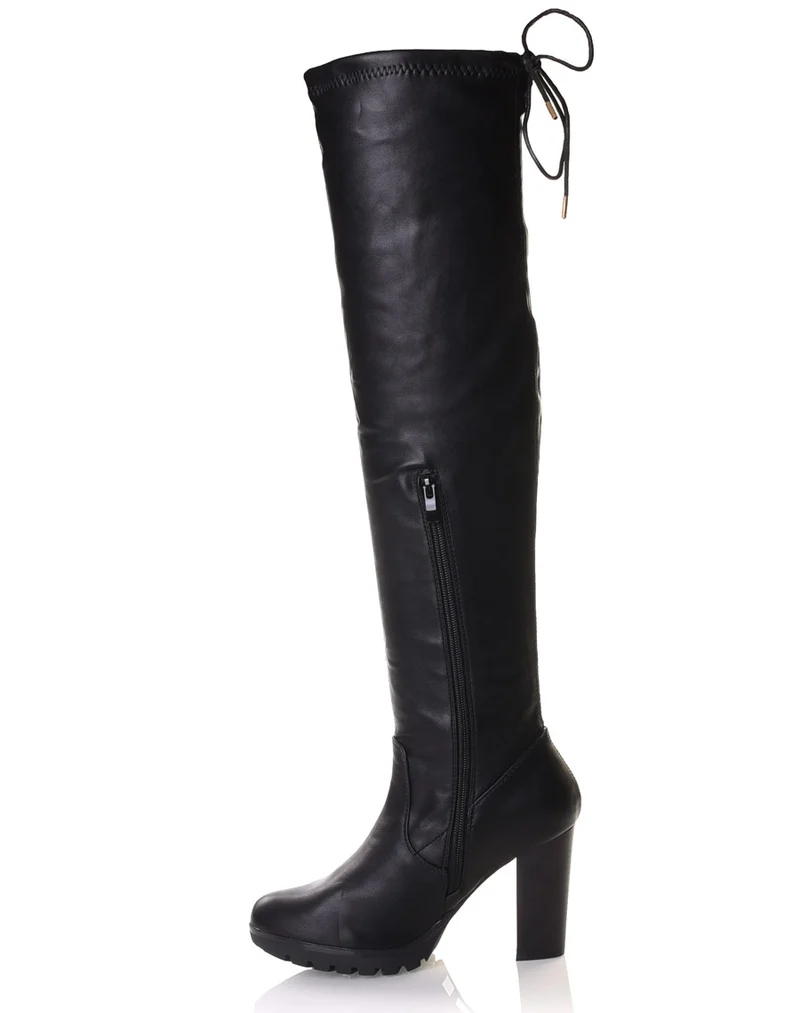 Cuissardes noires à talons hauts