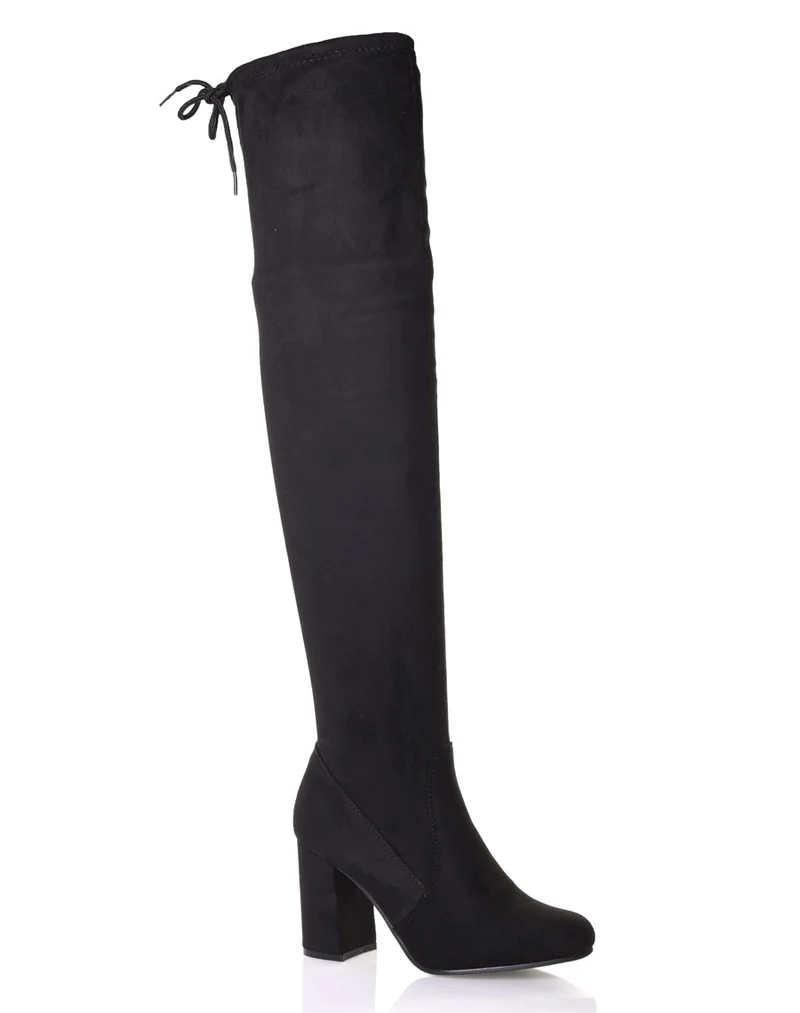 Cuissardes noires suédines à talons