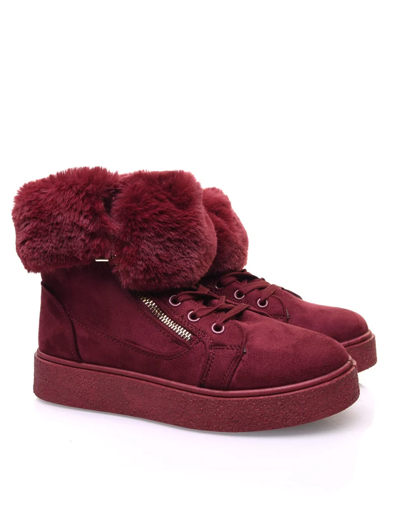 Chaussures bordeaux montantes fourrées