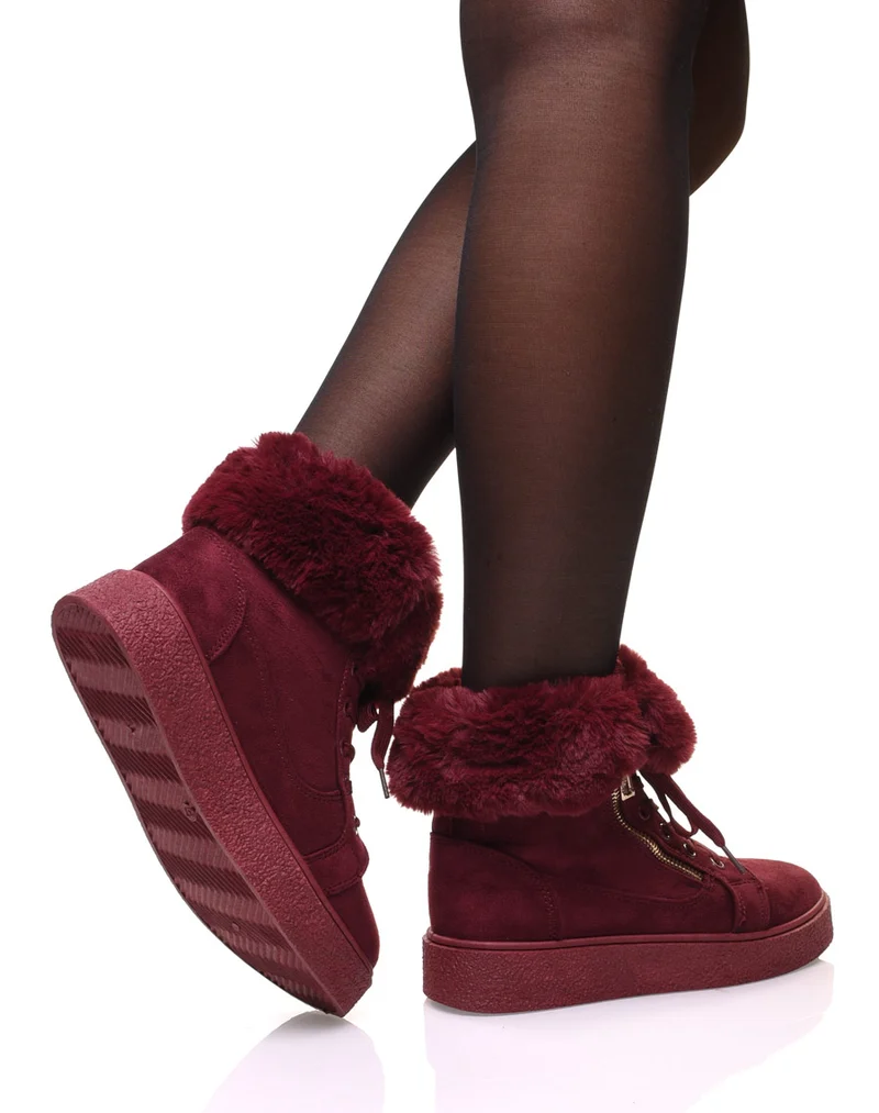 Chaussures bordeaux montantes fourrées