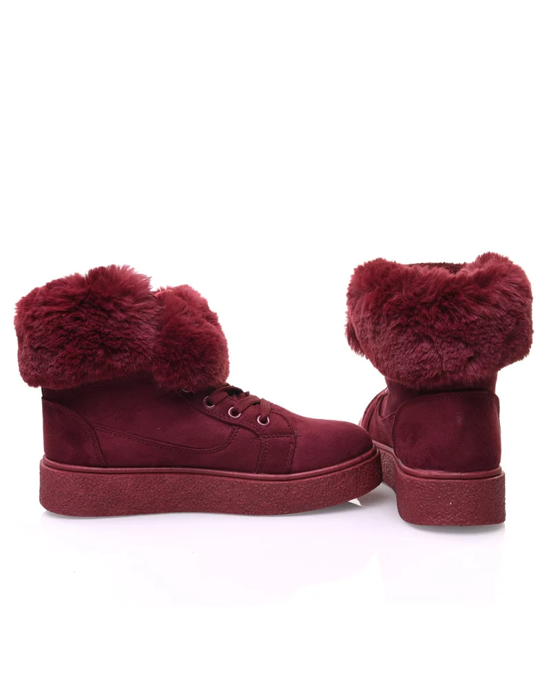 Chaussures bordeaux montantes fourrées