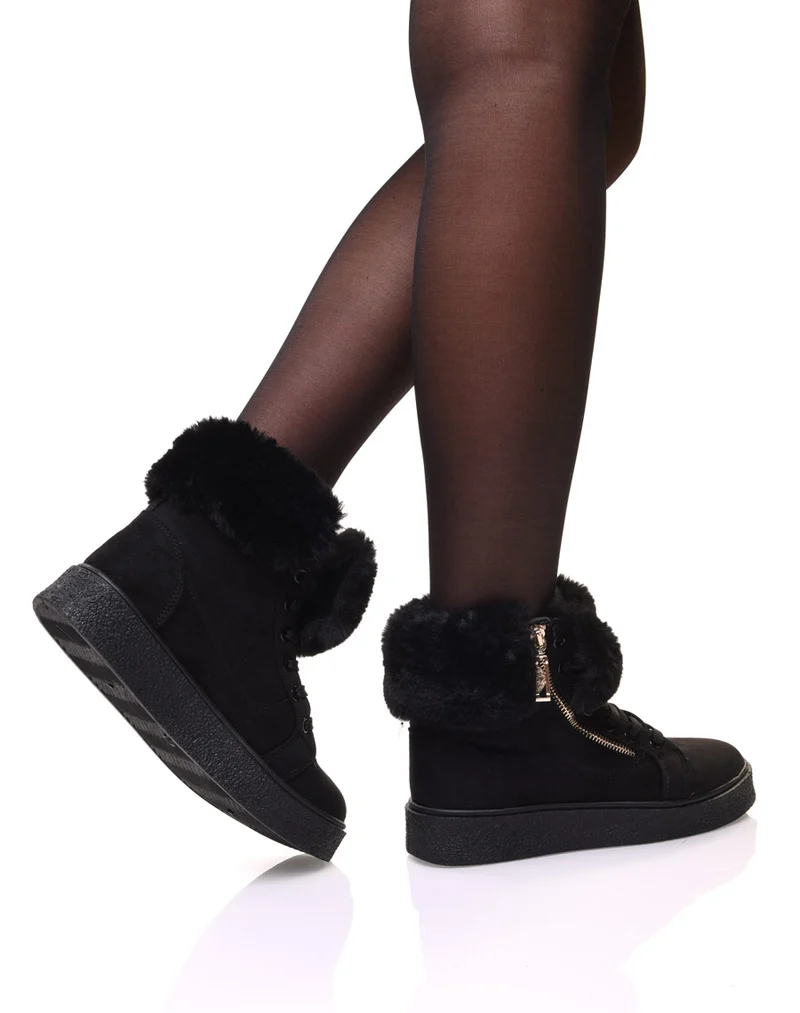 Chaussures noires montantes fourrées