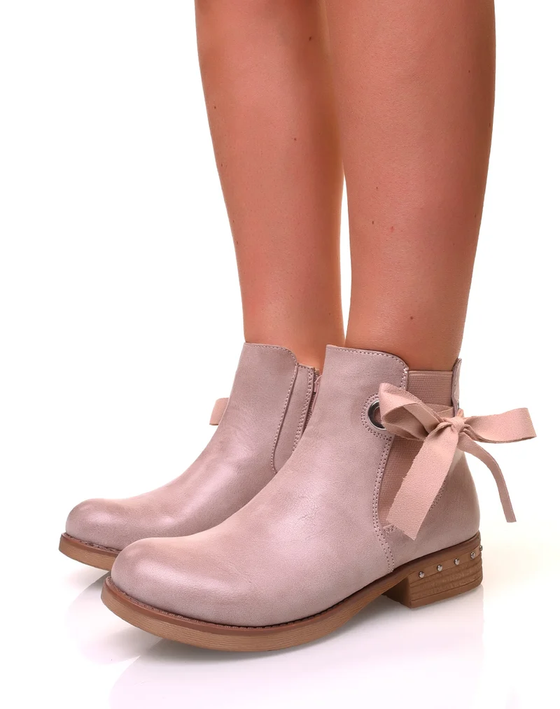 Chelsea boots vieux roses avec noeuds