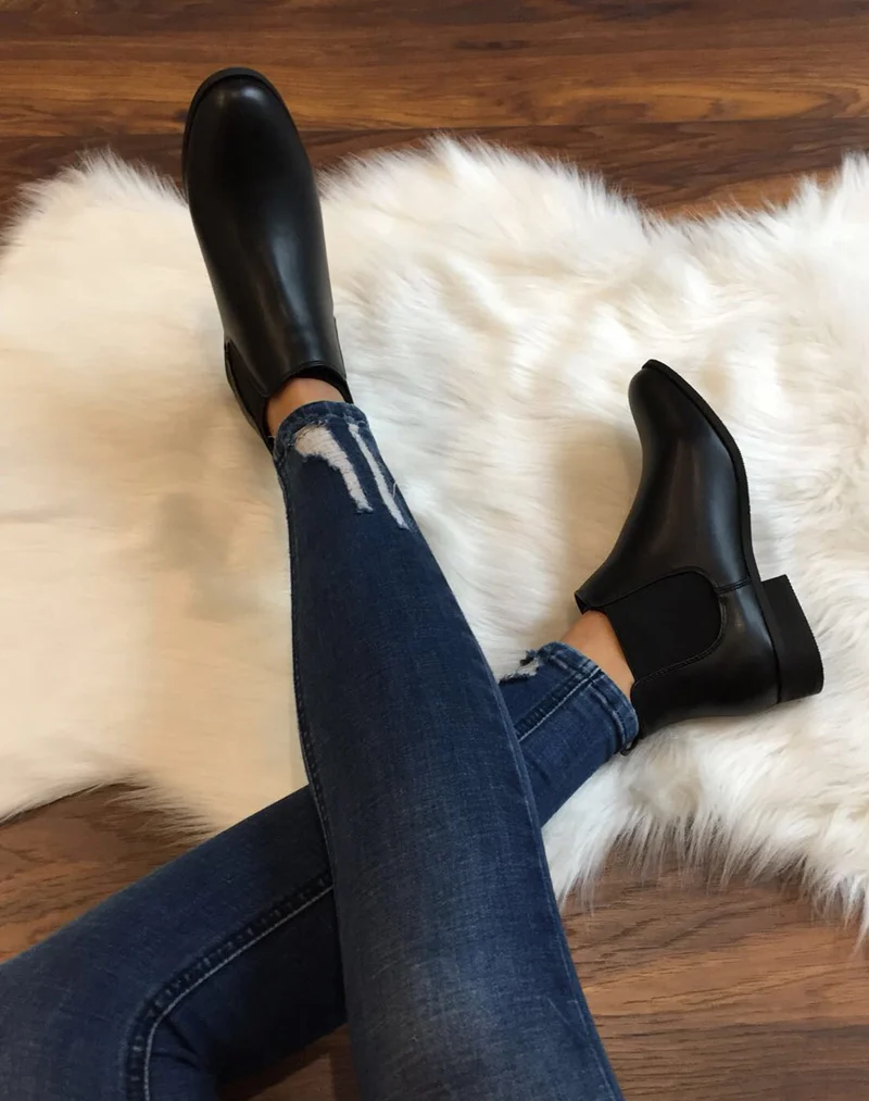 Chelsea boots noirs plates