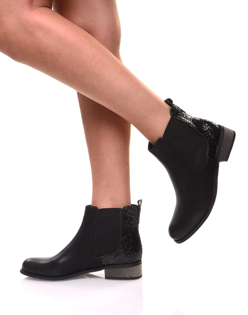 Chelsea boots noires à paillettes
