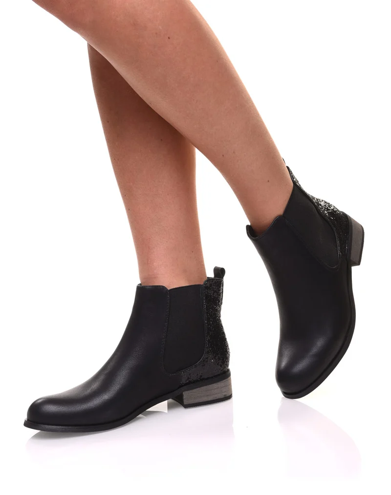 Chelsea boots noires à paillettes