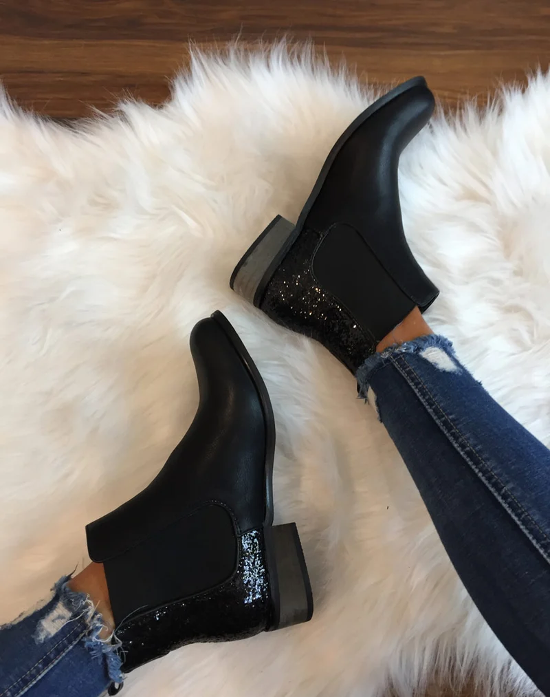 Chelsea boots noires à paillettes