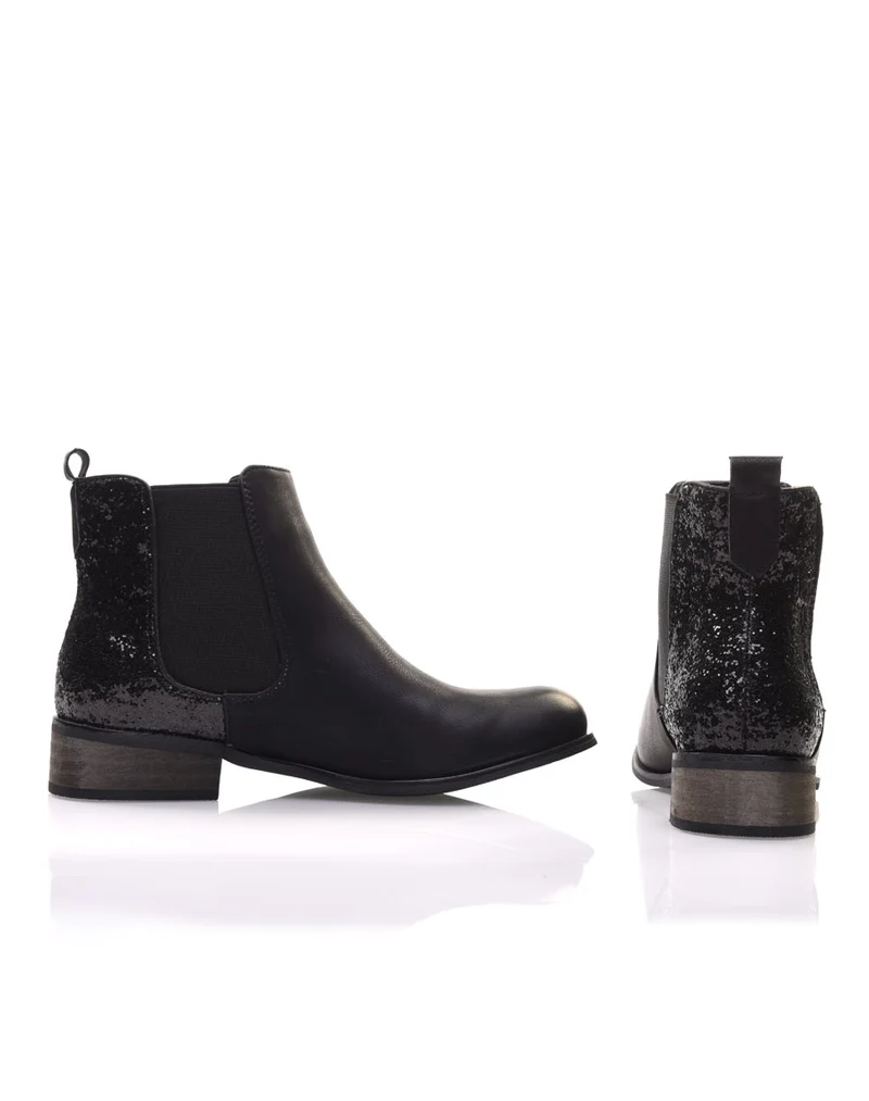 Chelsea boots noires à paillettes