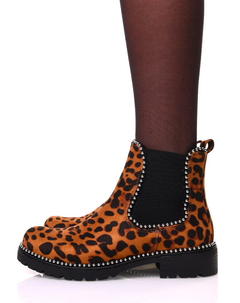 Chelsea boots léopard à clous