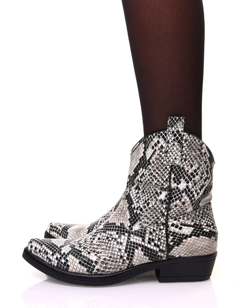 Bottines à bout pointu effet peau de serpent