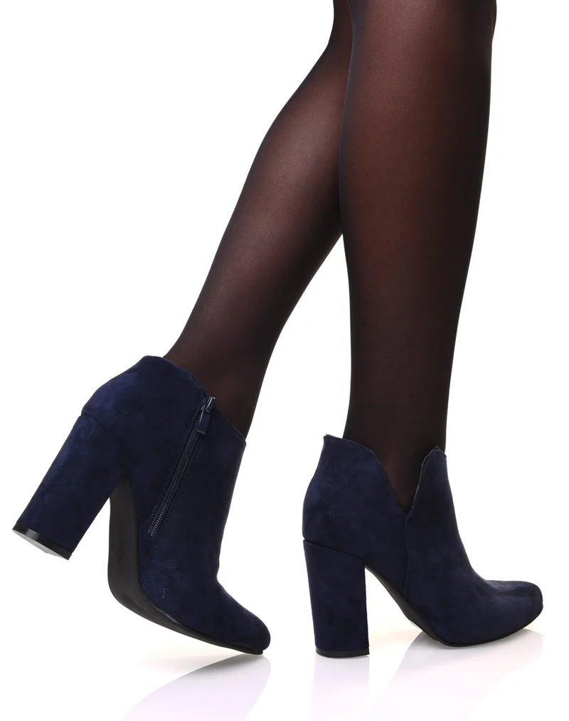 Bottines bleues en suédine à talon