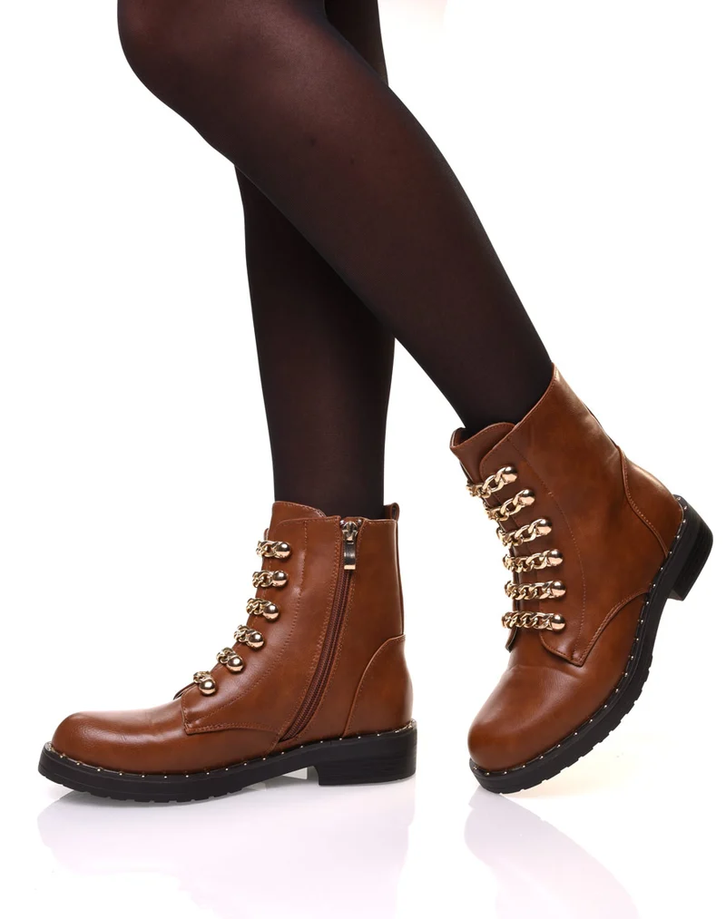 Bottines camelles avec chaines
