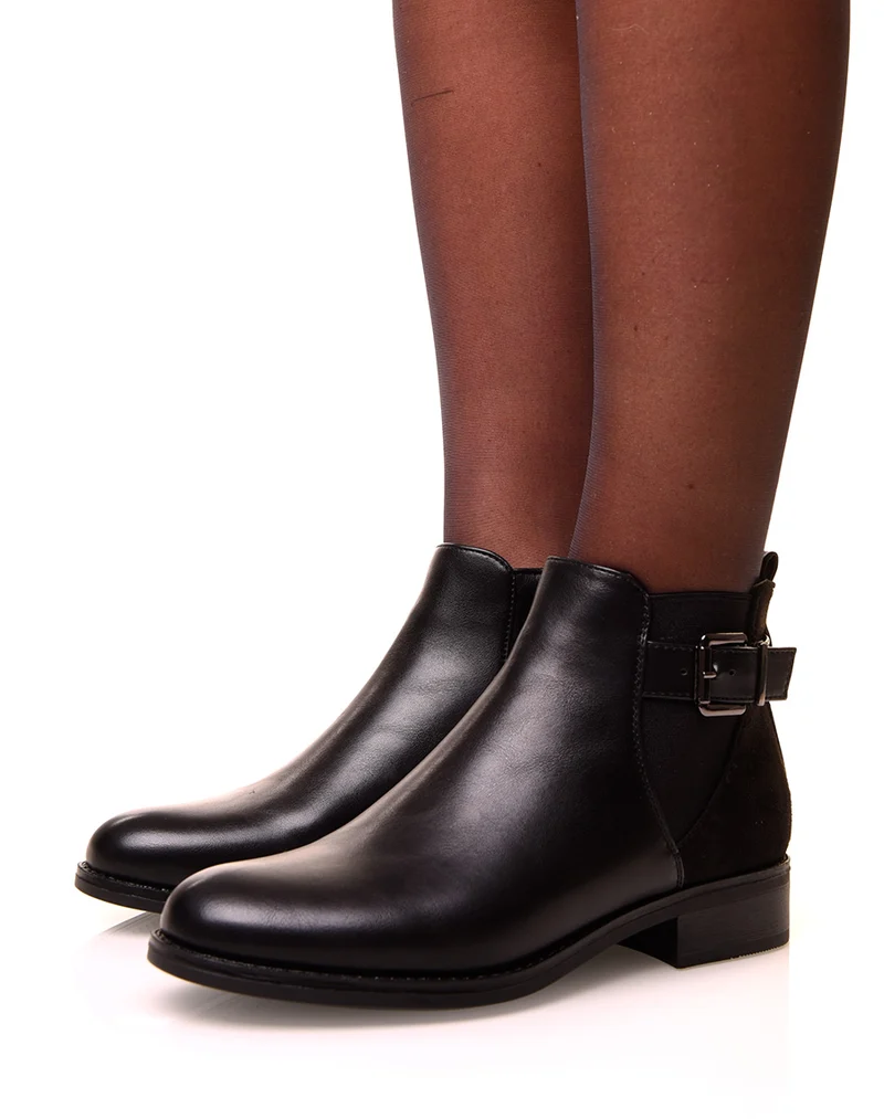 Bottines noires bi-matières