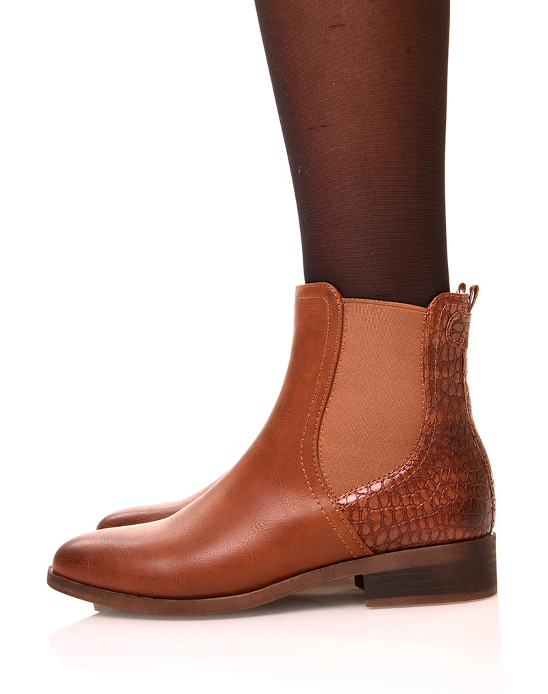 Chelsea boots camelles bi-matières