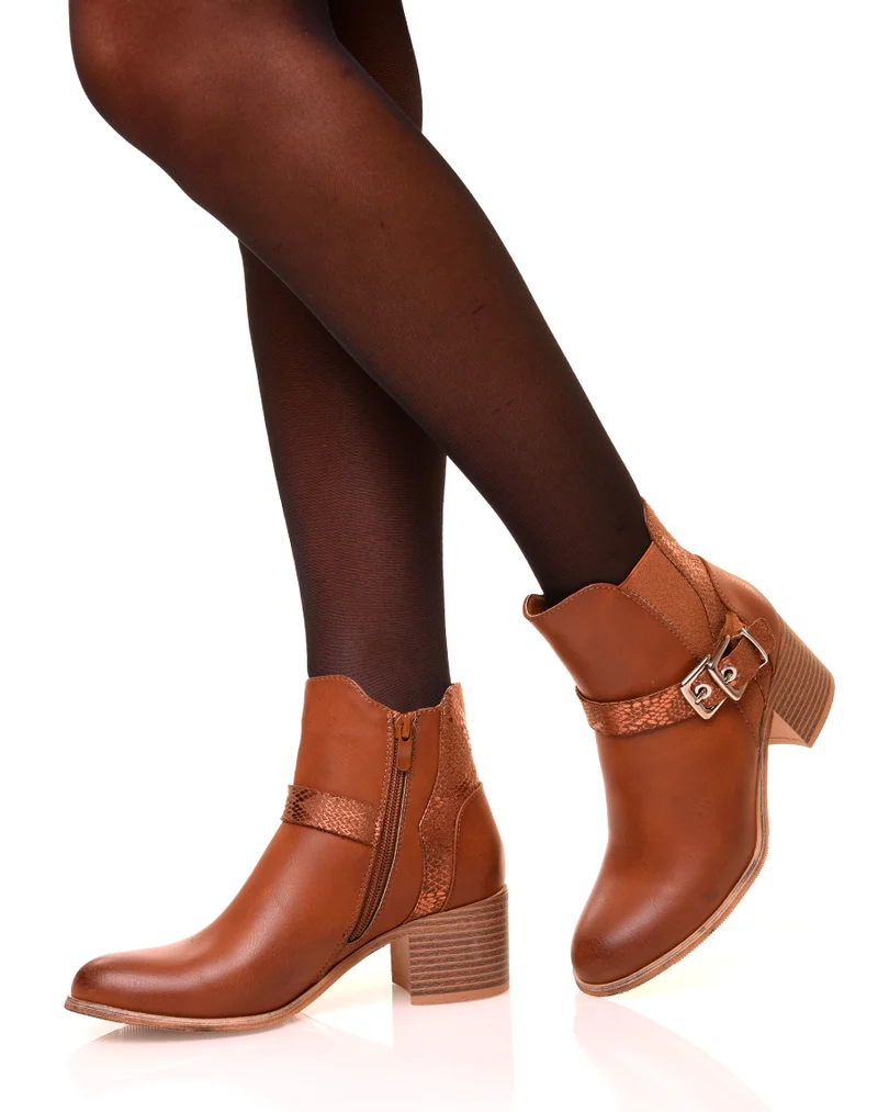 Bottines camelles à talon moyen