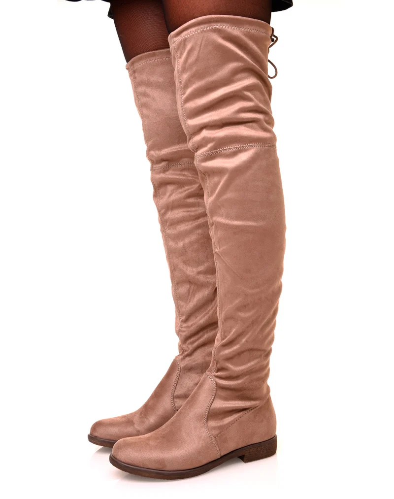 Cuissardes Taupe en suédine ajustable