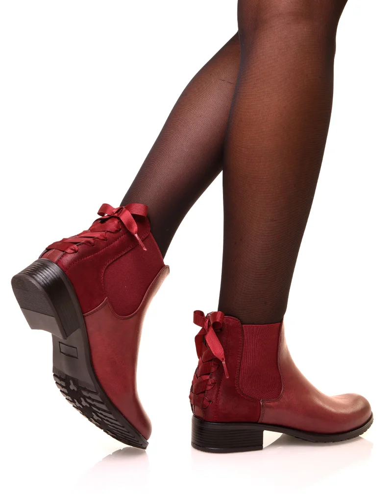 Chelsea boots bordeaux à nœuds