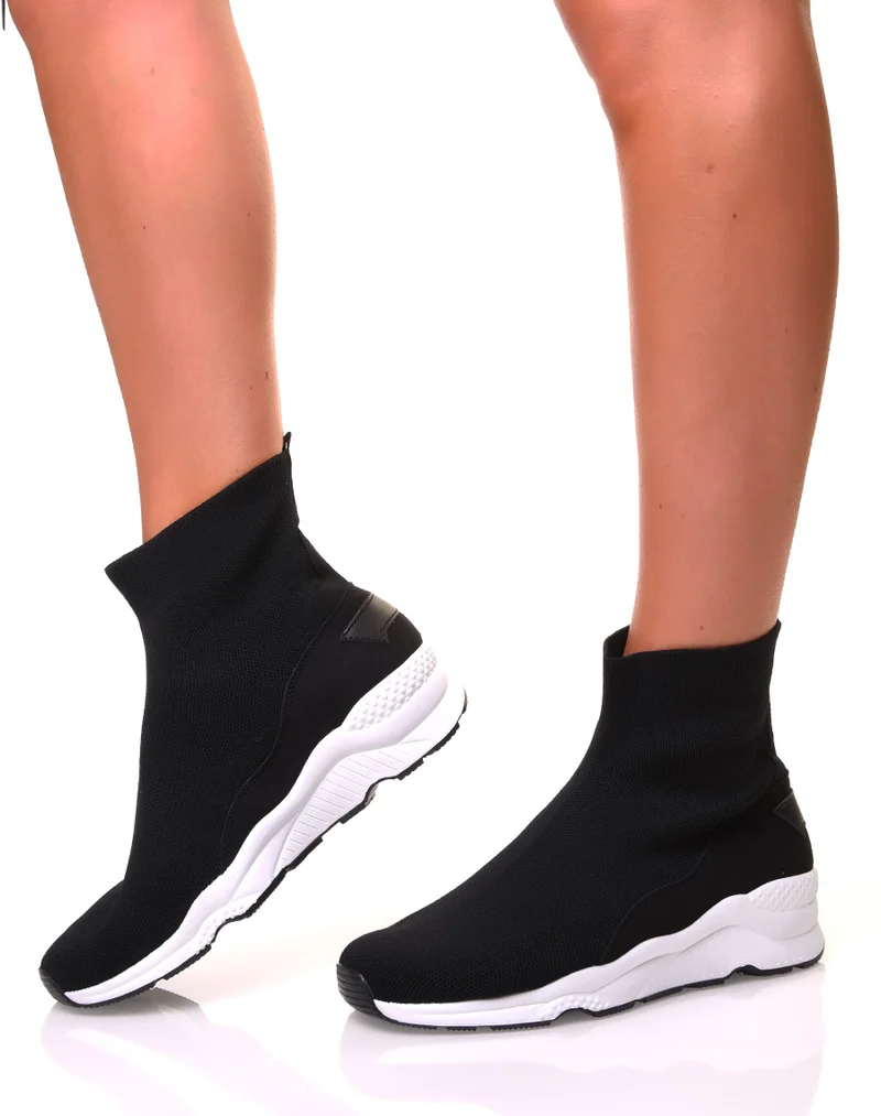 Baskets noires effet chaussette en toile