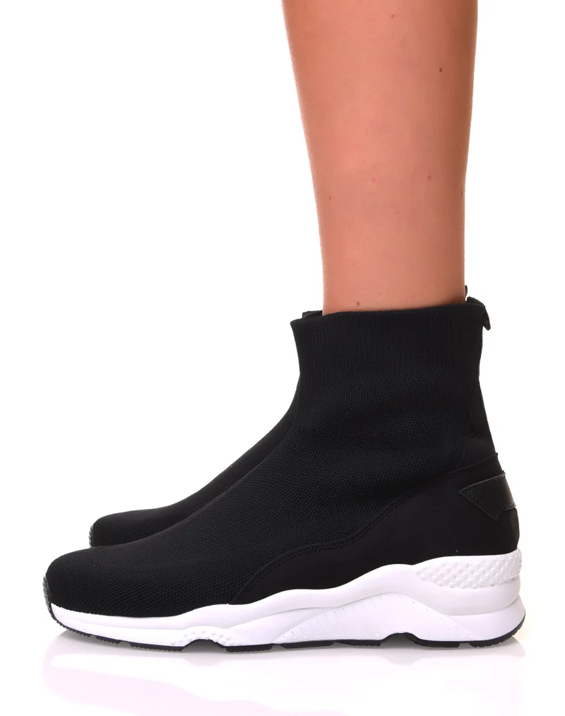 Baskets noires effet chaussette en toile