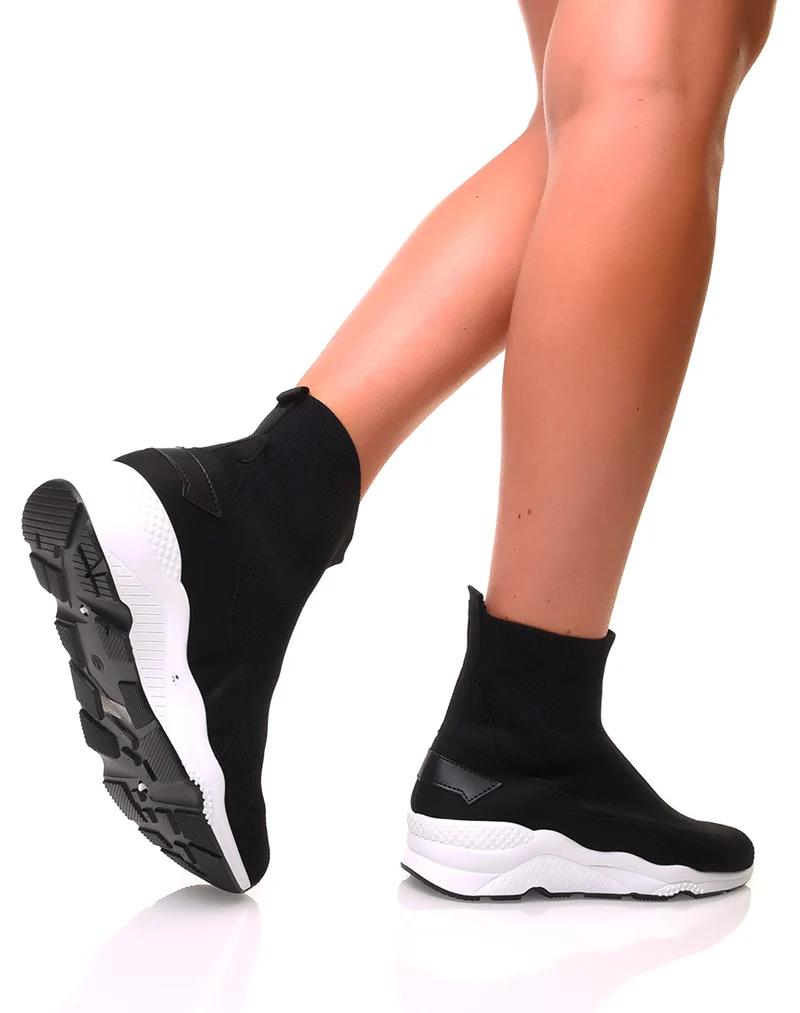 Baskets noires effet chaussette en toile