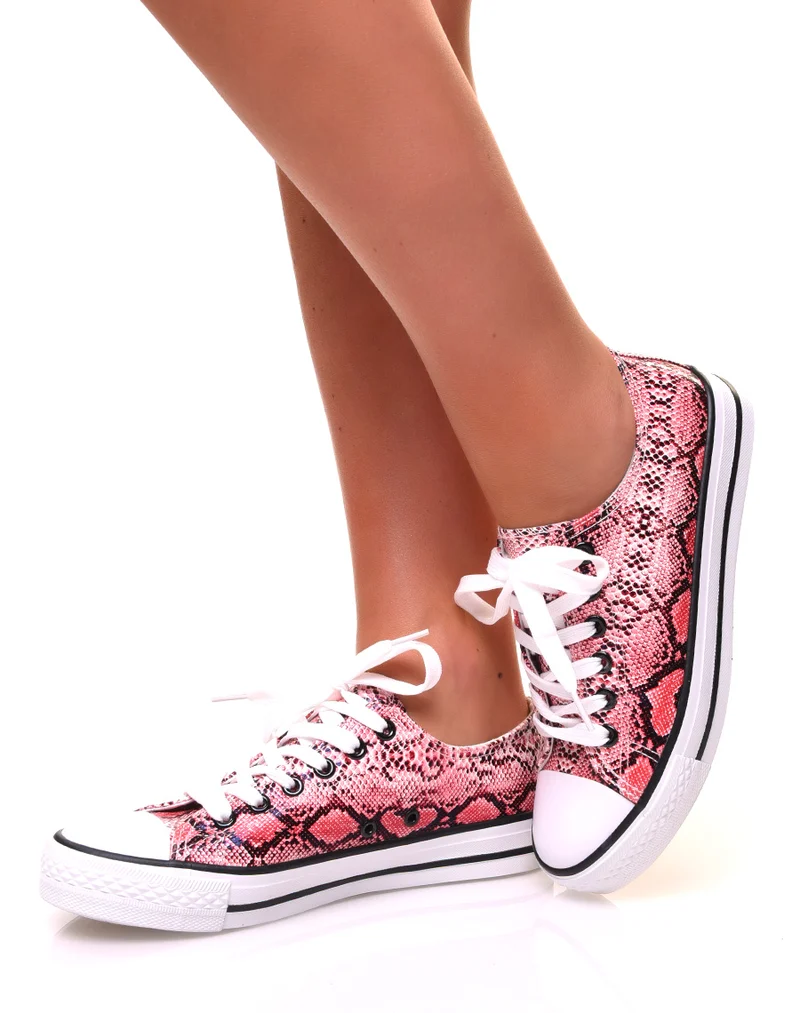 Baskets vernies python rose
