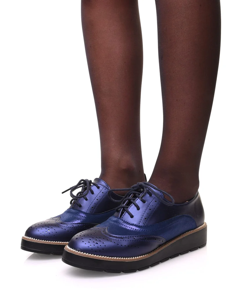 Derbies bleues bi matières