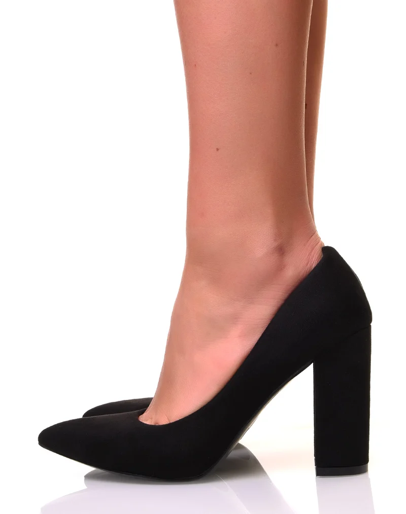 Escarpins noirs à talon épais