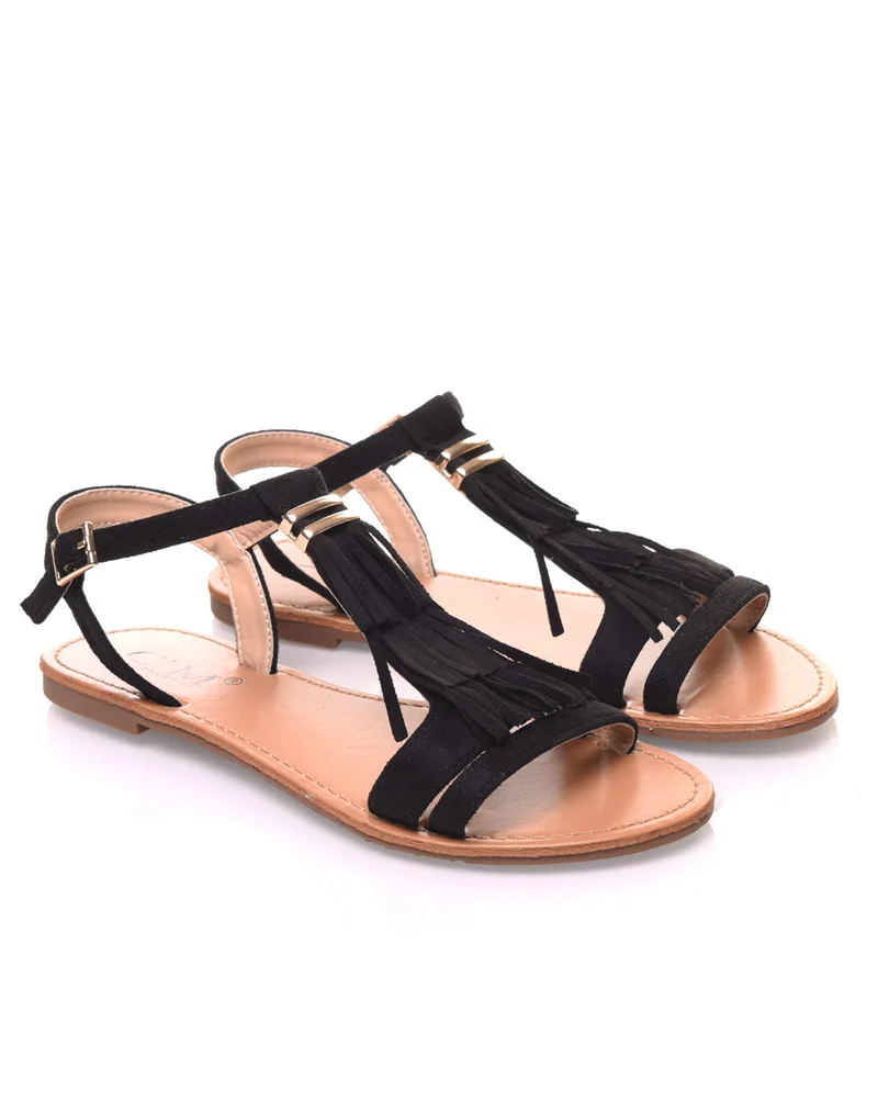 Nu-pieds noirs à franges