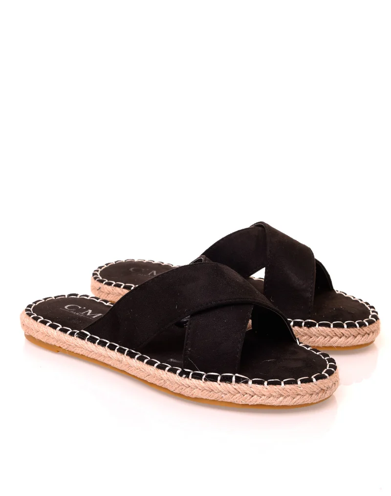 Nu-pieds noirs à lanières croisées