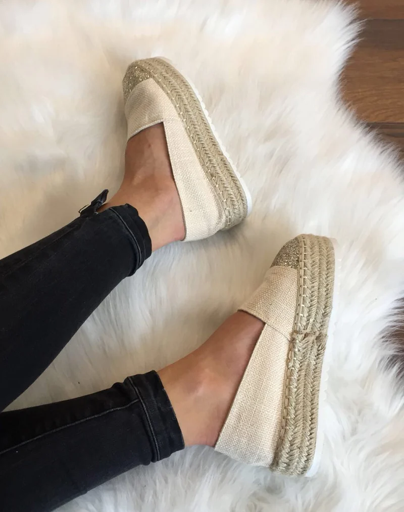 Espadrilles beiges semelles épaisses