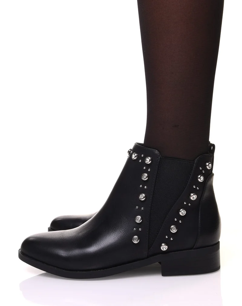 Chelsea boots noires ornées de strass