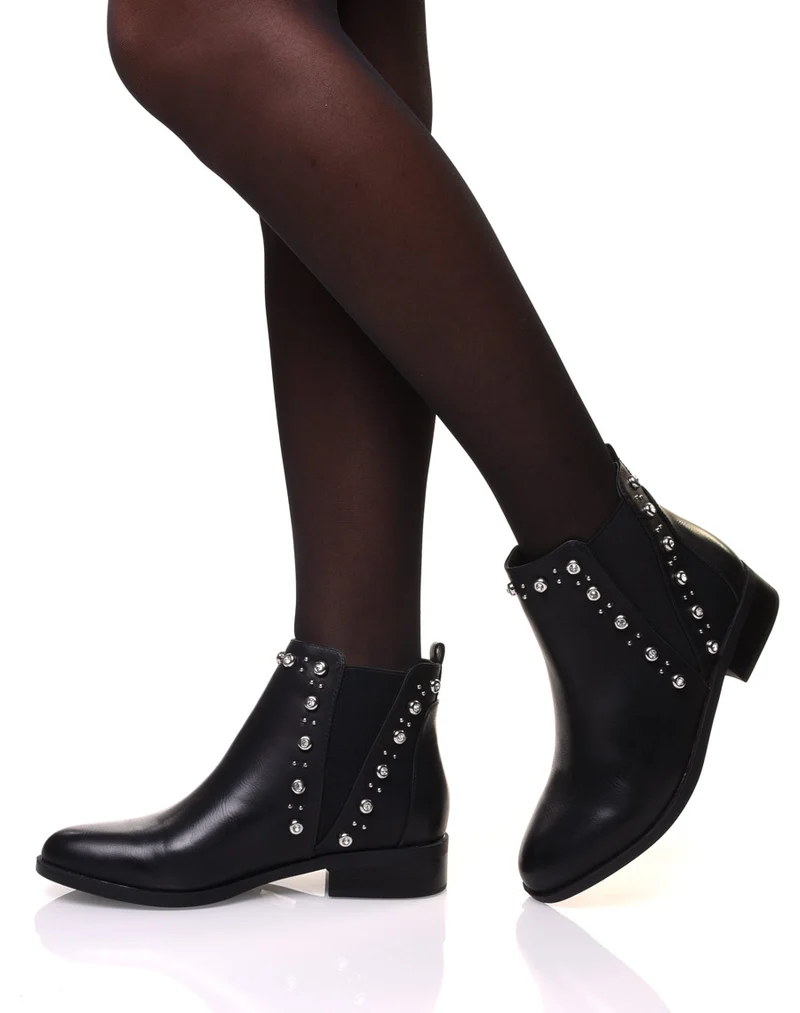 Chelsea boots noires ornées de strass