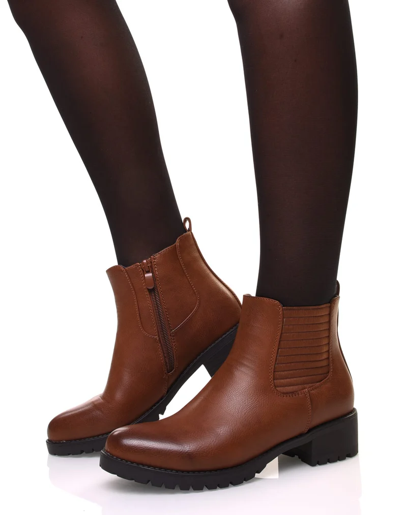Chelsea boots camel à talons