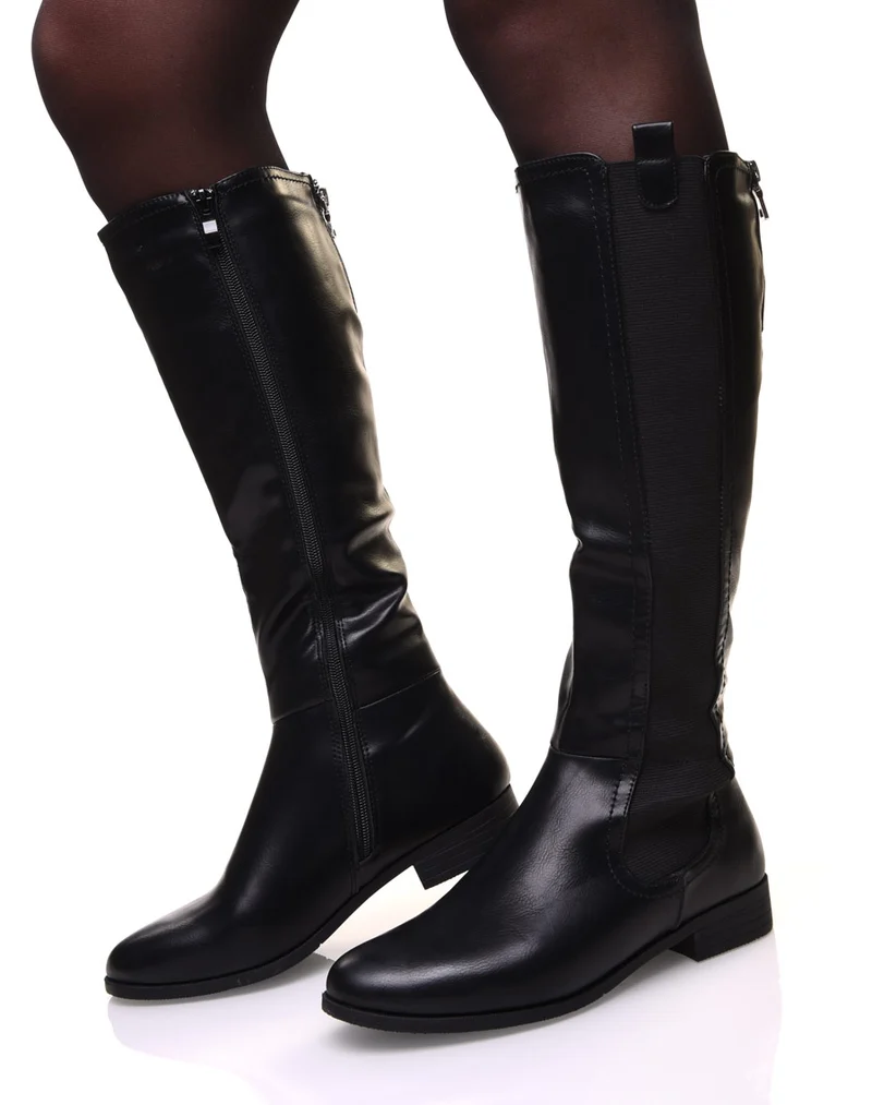 Bottes noir cavalière à petit talon