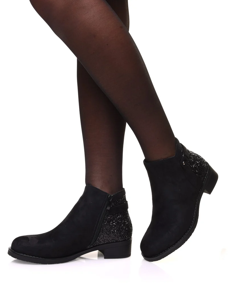 Bottines noires en suédine avec paillettes à l’arrière