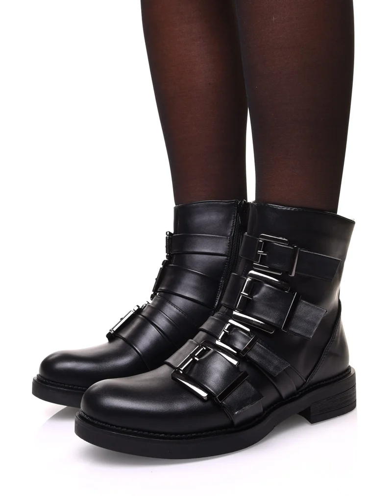 Bottines noires à sangles multiples