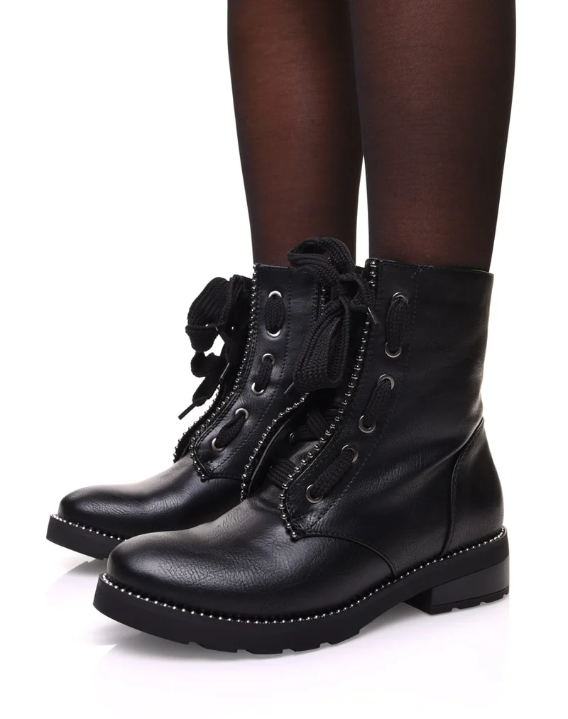 Bottines noires montantes à lacets originaux