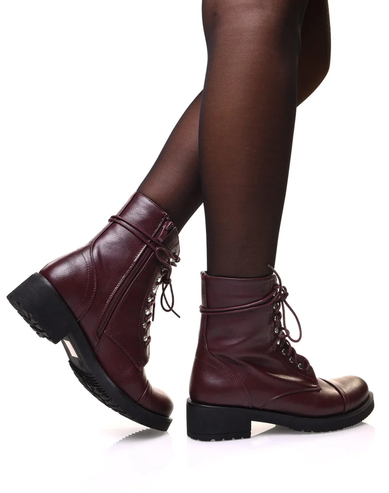 Bottines bordeaux à lacets